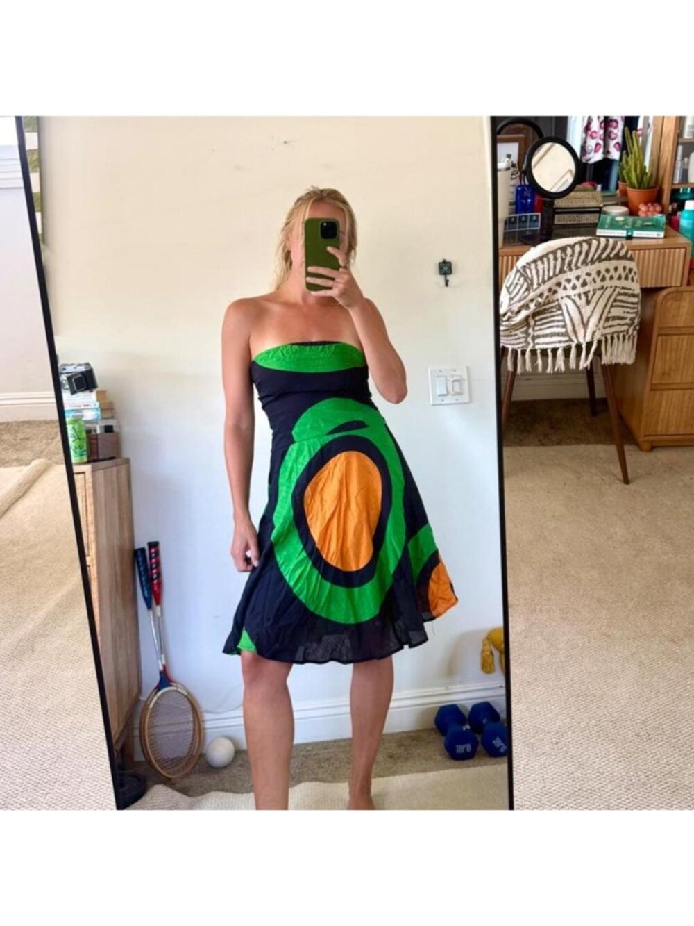 GLAM RETRO DRESS MIDI BLACK GREEN WOMENS SIZE SMALL